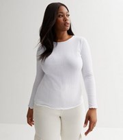 New Look Curves Off White Textured Jersey Long Sleeve Top
